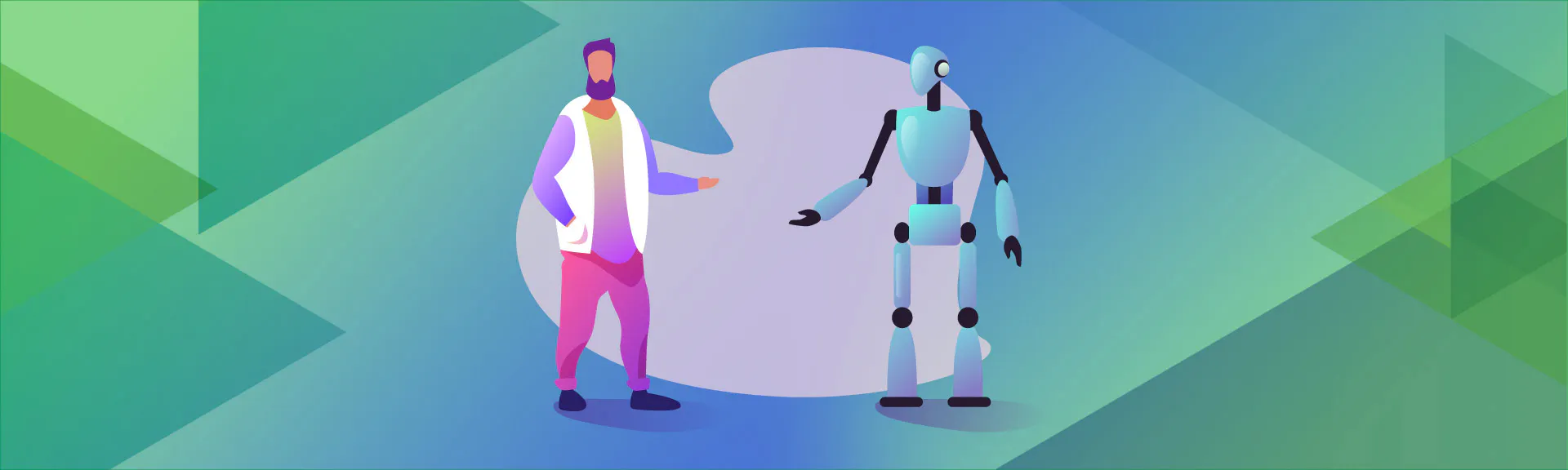 Ilustracion de un humano a lado de un robot