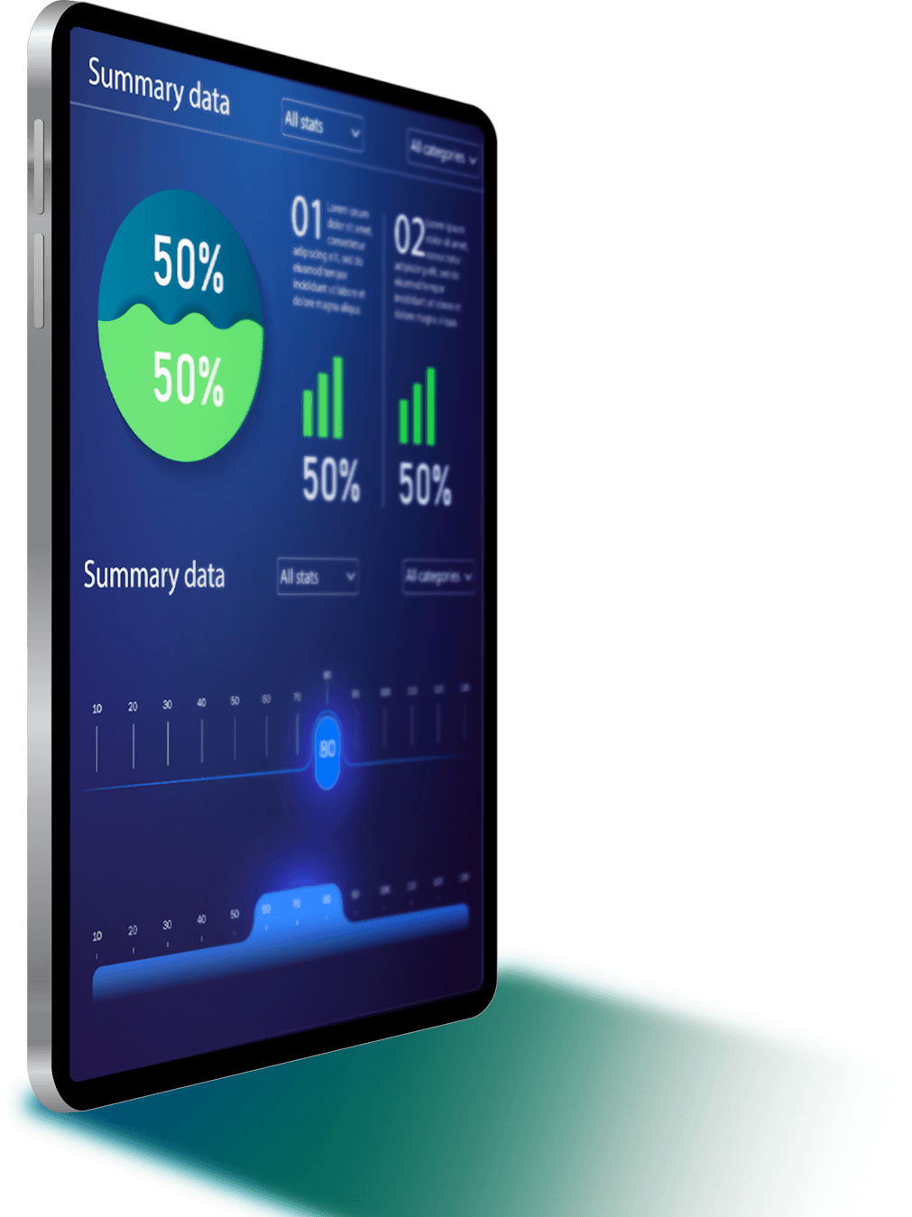 Tablet con estadisticas