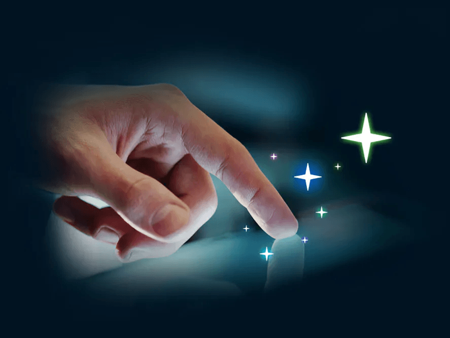 mano tocando una pantalla con el indice